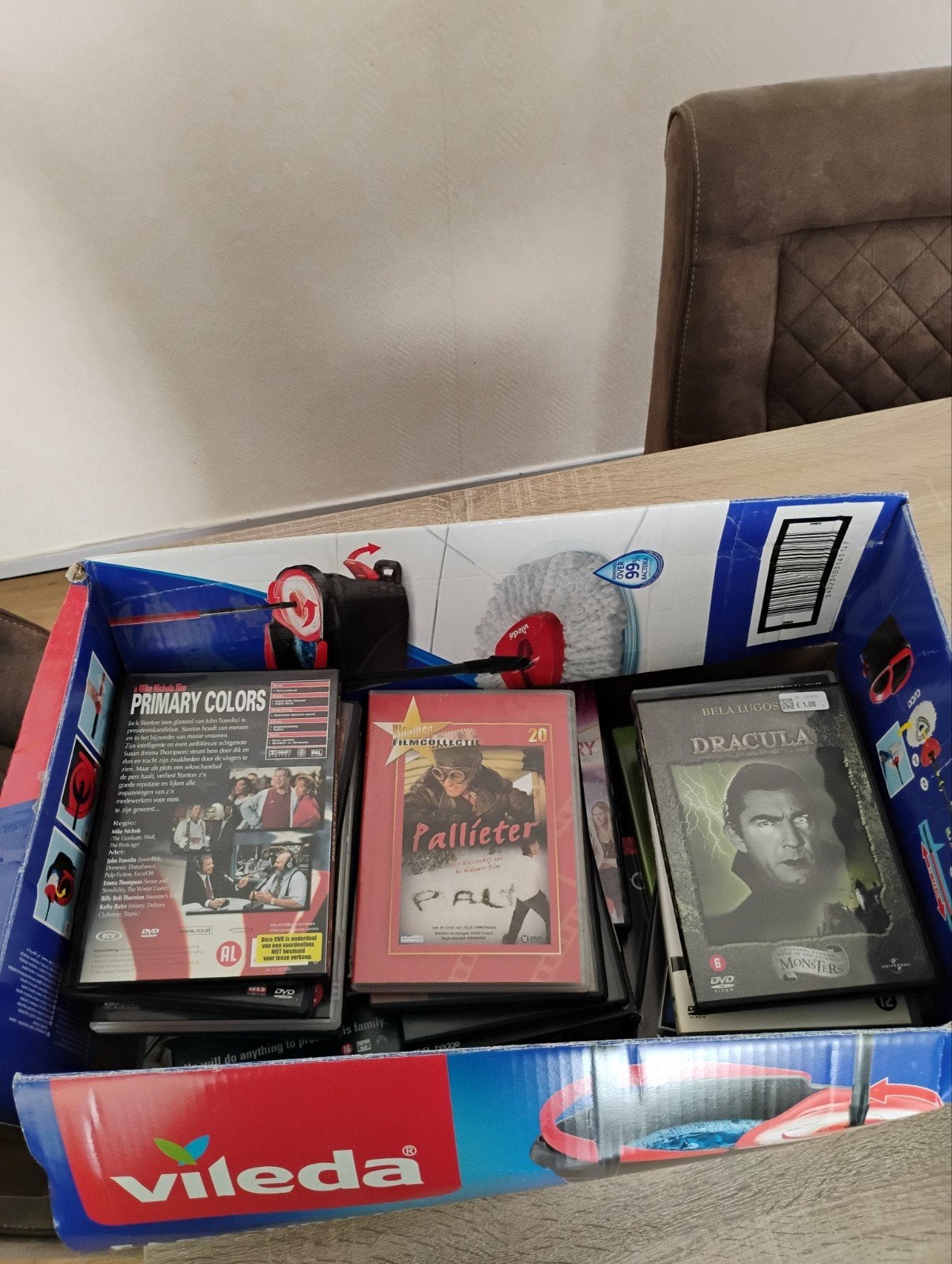 Doos vol diverse originele DVD's, Alle leeftijden, Ophalen, Gebruikt