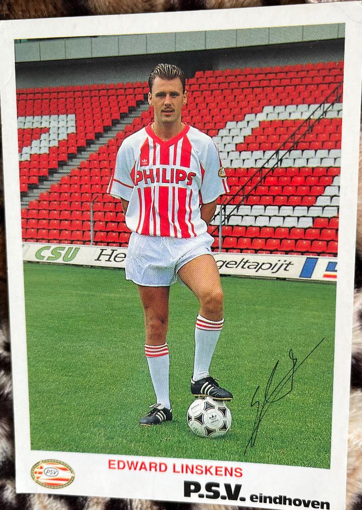 Fotokaart Ewward Linskens PSV, Verzamelen, Sportartikelen en Voetbal, Ophalen of Verzenden, Zo goed als nieuw, PSV, Spelerskaart