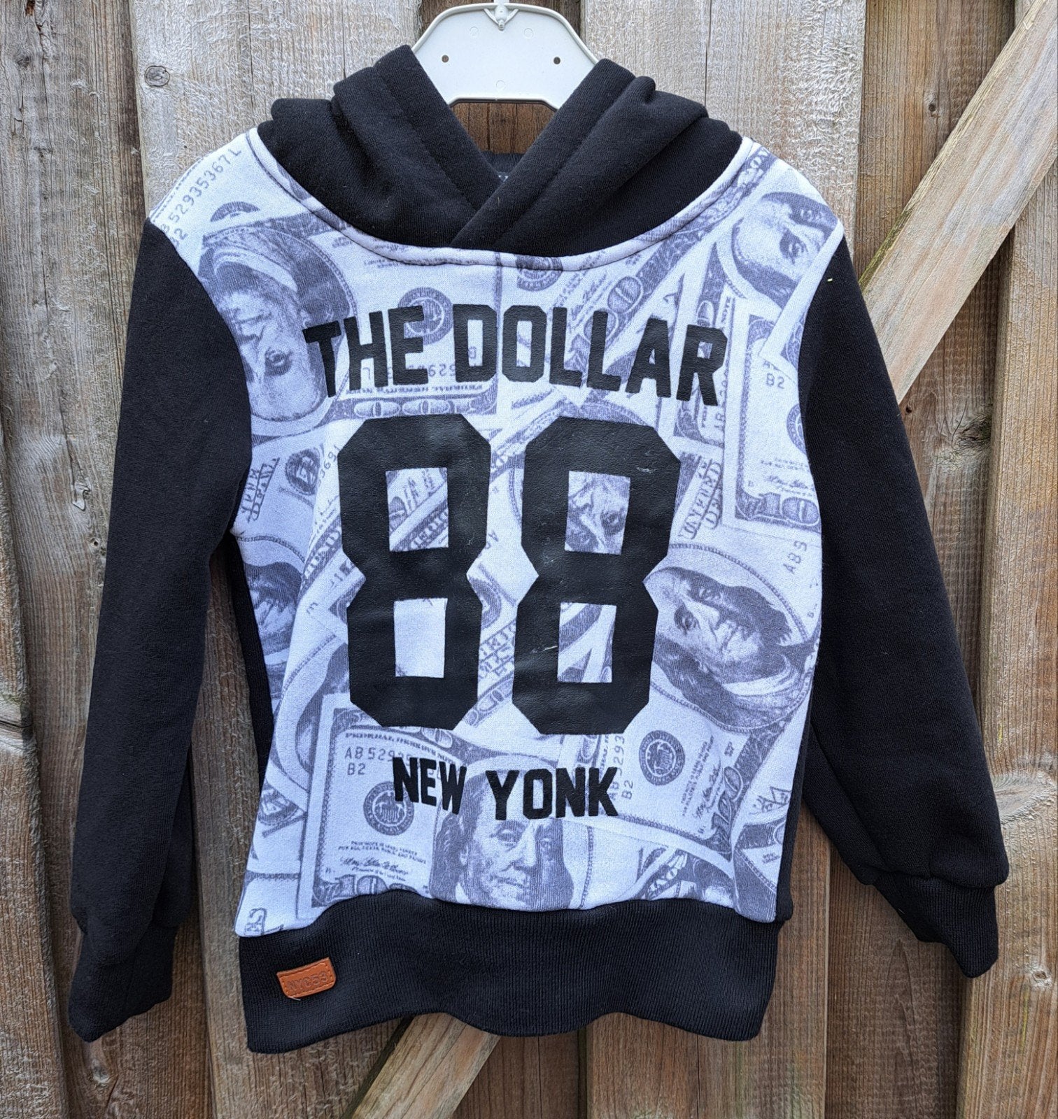 Hoodie sweater trui zwart Dollar met capuchon jongens winter, Kinderen en Baby's, Kinderkleding | Maat 98, Verzenden, Nieuw, Jongen