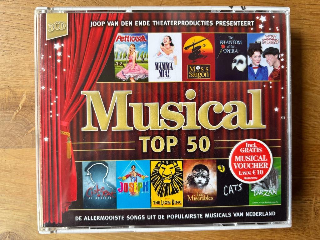 CD musical top 50 - 3 CD's - populaire musicals Nederland, Ophalen of Verzenden, Zo goed als nieuw, Boxset