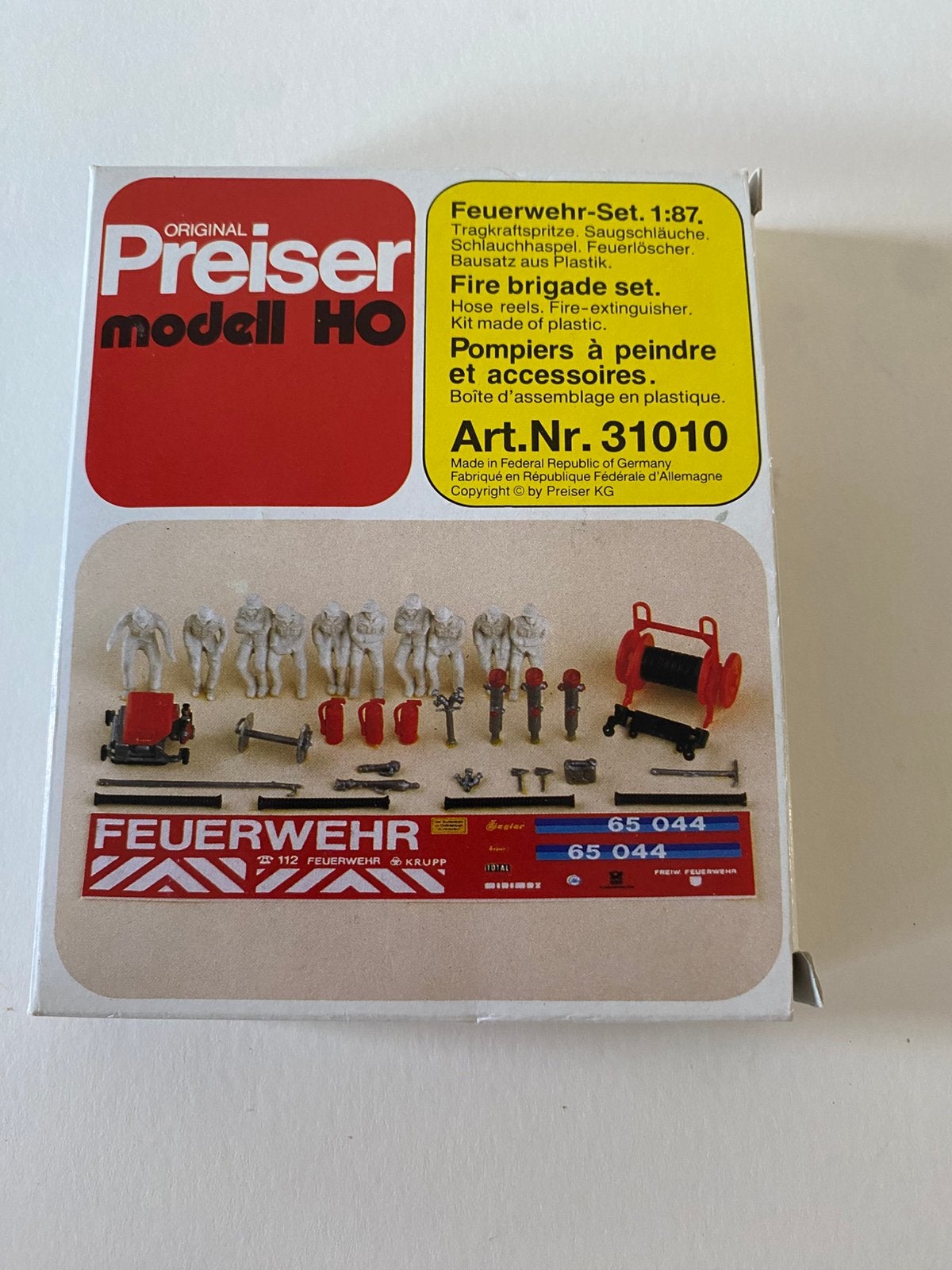 Preiser brandweer set 31010 compleet en ongebouwd, Overige merken, Gelijkstroom of Wisselstroom, Overige typen, Nieuw