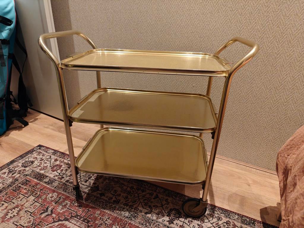 Woodmet serveertrolley | theekar | vintage, Ophalen