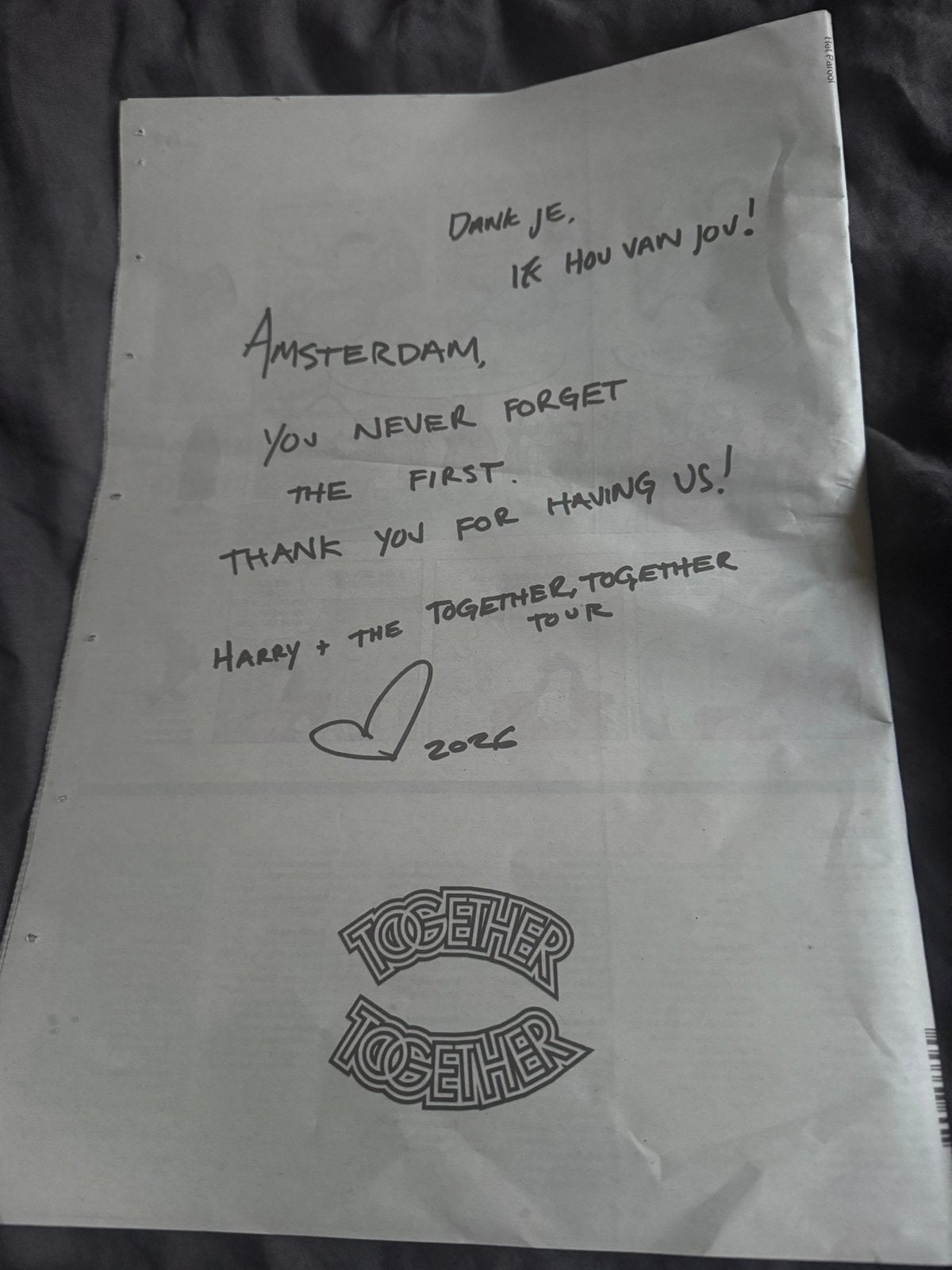 Harry Styles bedankje Parool, Eén persoon