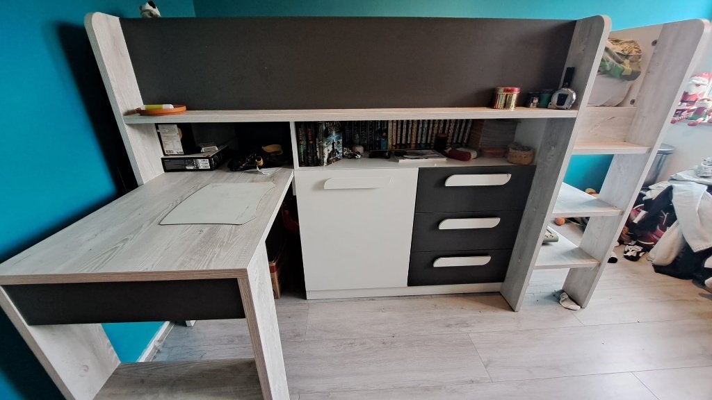 Half hoogslaper antraciet grijs Yolo/ Trasman, Ophalen, 90 cm, Eenpersoons, Minder dan 160 cm