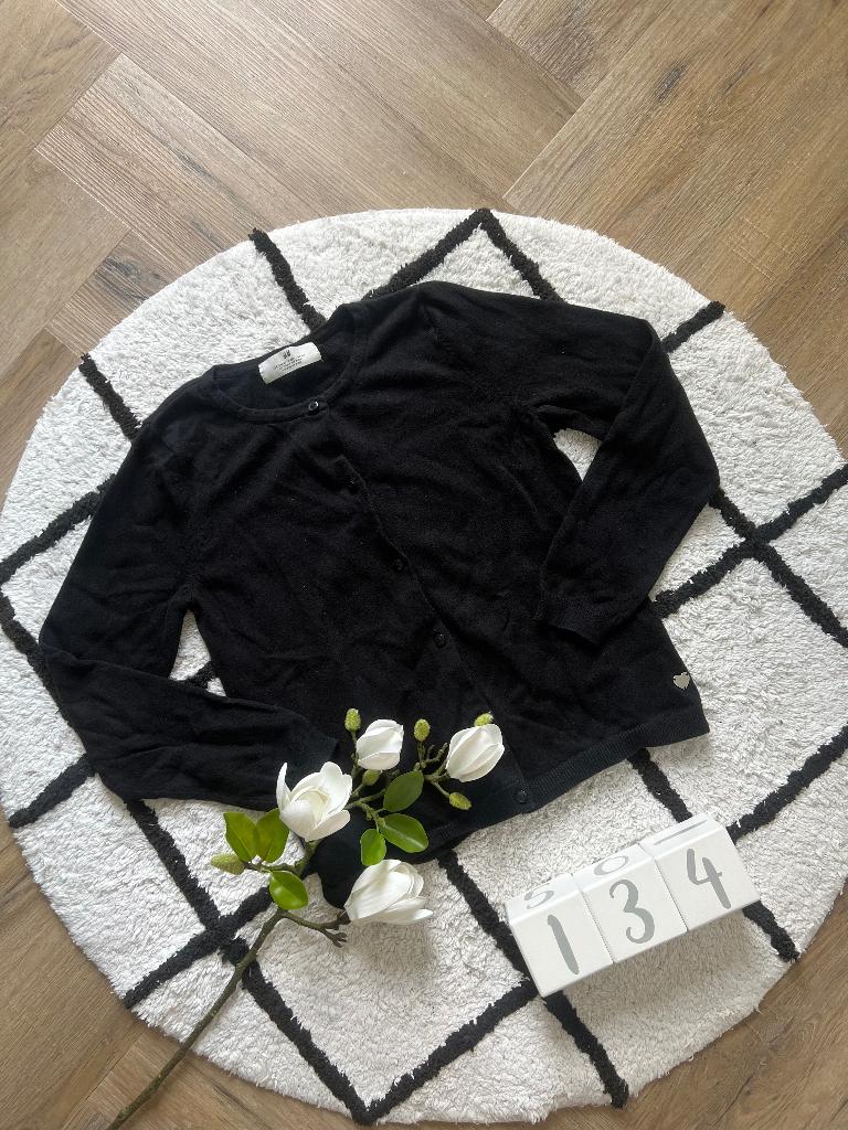 Heel goed zwart H&M girls vest cardigan trui 134 knoopjes, Meisje, Trui of Vest, H&M, Ophalen of Verzenden