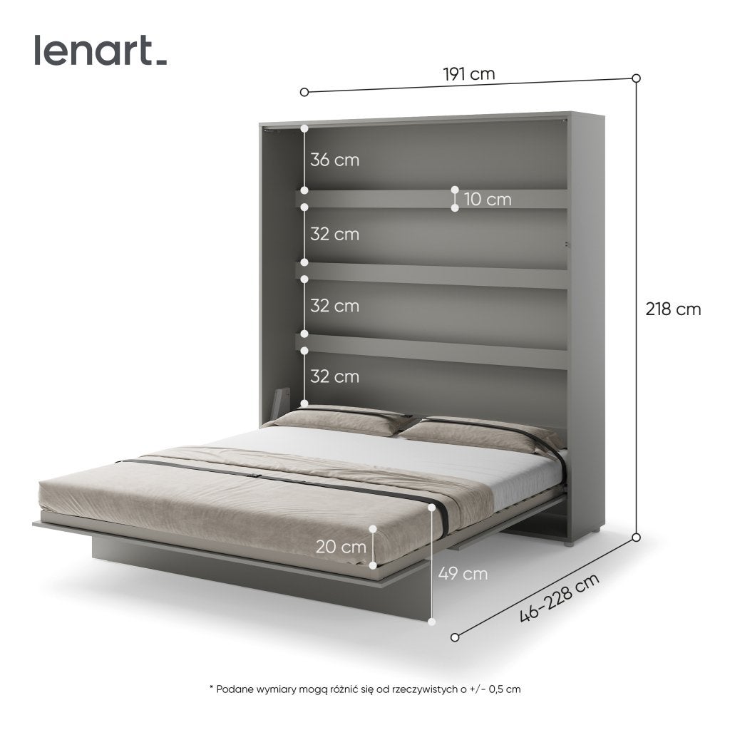 Concept opklapbed verticaal - 180x200 - Grijs, Huis en Inrichting, Slaapkamer | Bedden, Niet ingevuld, Niet ingevuld, Niet ingevuld
