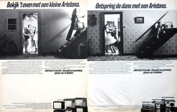 9 oude advertenties reclames Aristona 81 radio TV Teletekst, Ophalen of Verzenden, Gebruikt, Overige typen