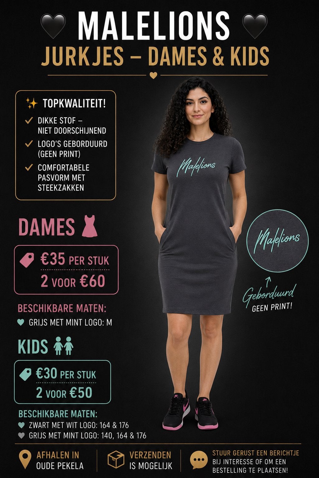 Malelions jurkjes dames, Ophalen of Verzenden, Nieuw, Zwart, Boven de knie