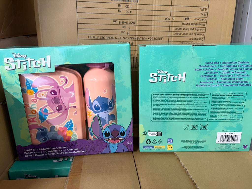 Partijhandel: 960x Stitch lunchsets met broodtr en drinkfles, Ophalen, Nieuw