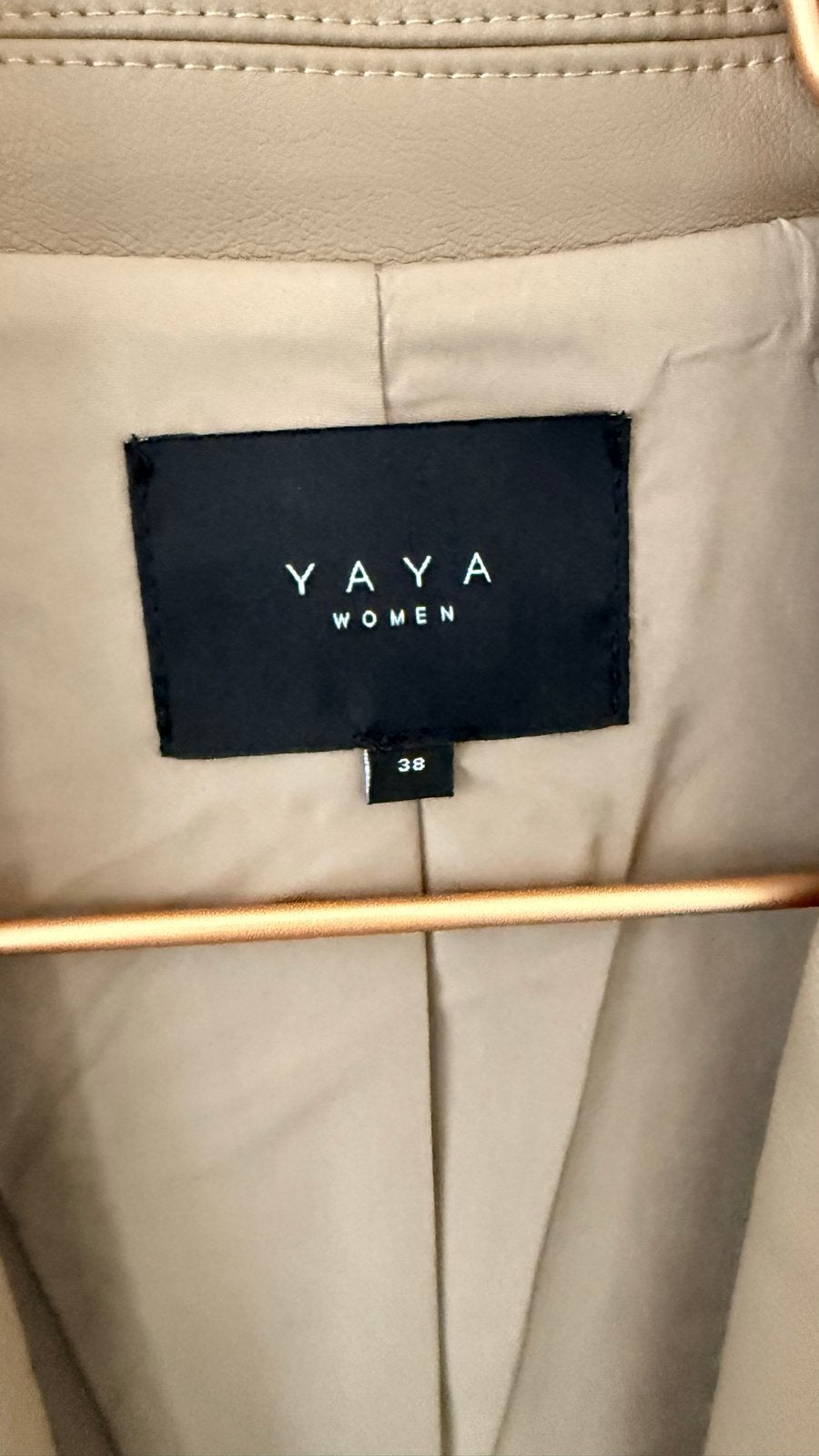 YAYA Dames leren Jasje - Maat 38 NIEUW, Maat 38/40 (M), Beige, Nieuw, Ophalen of Verzenden