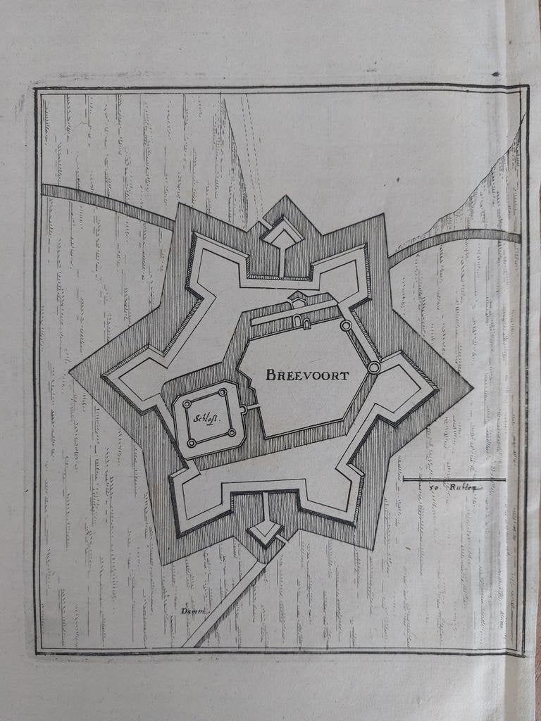 77 / plattegrond Bredevoort Breevoort Kopergravure uit 1659, Antiek en Kunst, Ophalen of Verzenden