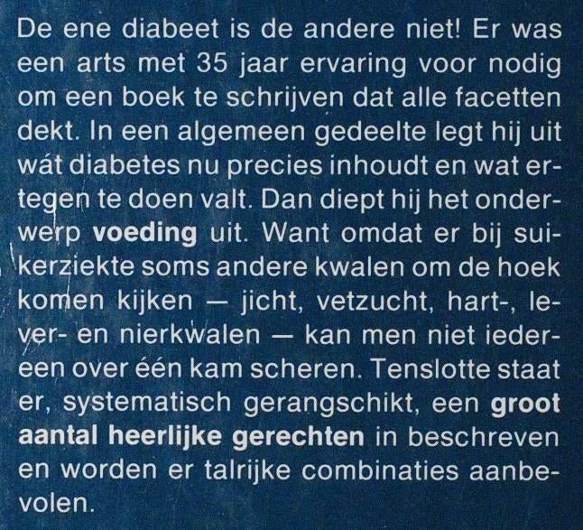 Dieet voor suikerpatiënten (1981), Verzenden, Zo goed als nieuw, Dieet en Voeding