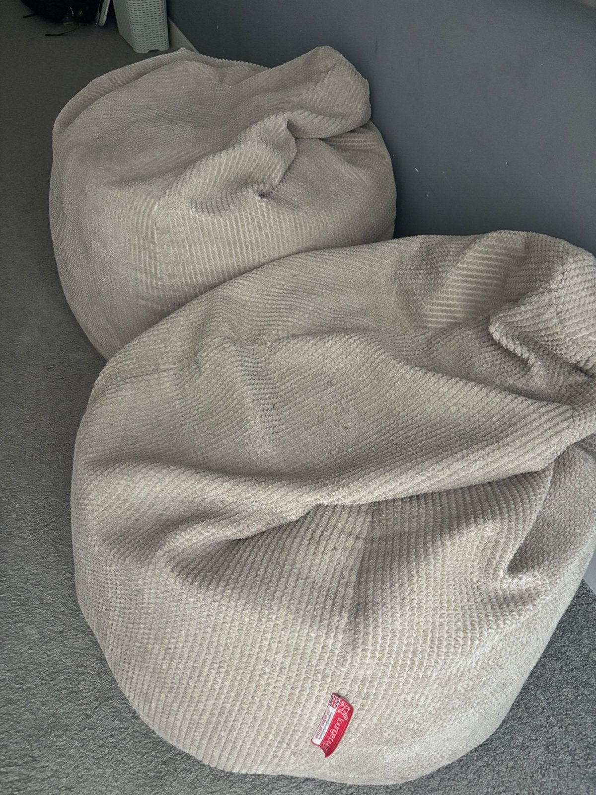 2x zitzak Loungepug beige ribstof (prijs per stuk), Ophalen, Gebruikt, Beige, Zitzak