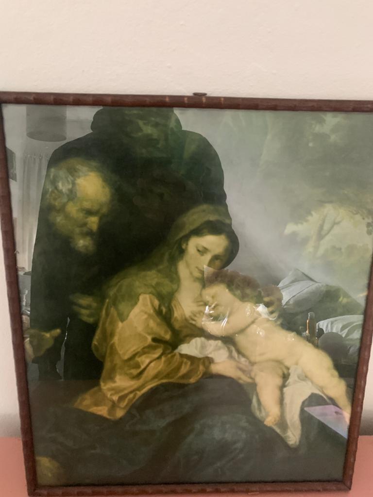 Oude ingelijste reproductie van religieus kunstprint, Antiek en Kunst, Kunst | Schilderijen | Klassiek, Ophalen of Verzenden