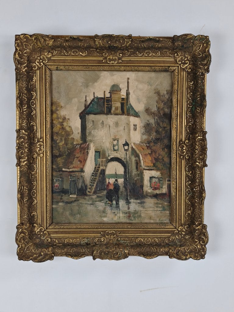 19e-eeuws olieverfschilderij – Stadspoort Harderwijk, NL, Ophalen of Verzenden
