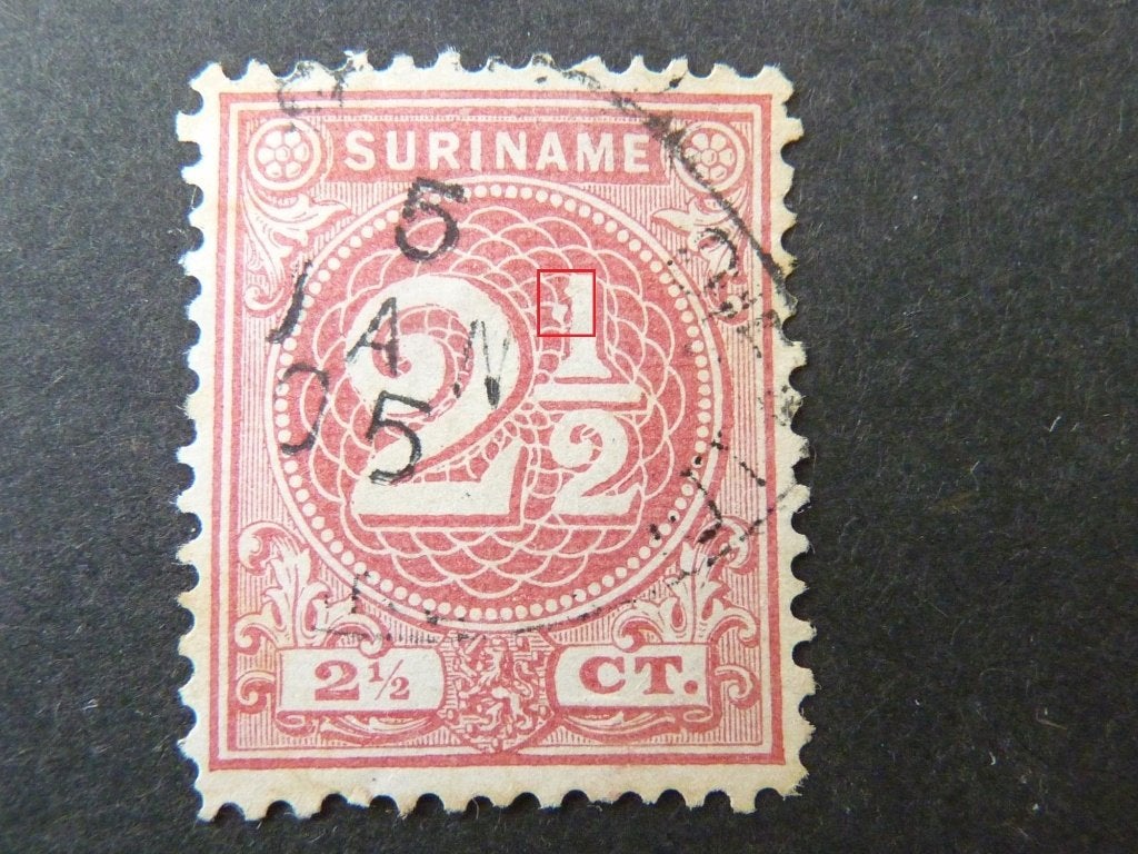 plaatfout suriname 18 , gestempeld., Verzenden, Gestempeld