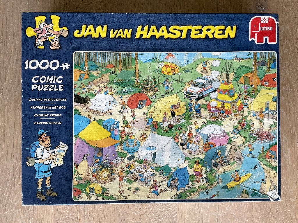 Kamperen in het bos - Jan van Haasteren - 1000 stukjes, Ophalen of Verzenden, 500 t/m 1500 stukjes, Gebruikt, Legpuzzel