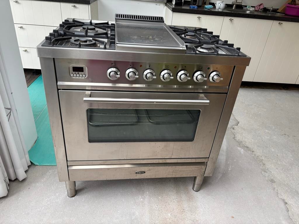 Boretti fornuis met 6 gaspitten en bakplaat, Ophalen, Gebruikt, 60 cm of meer, Grill