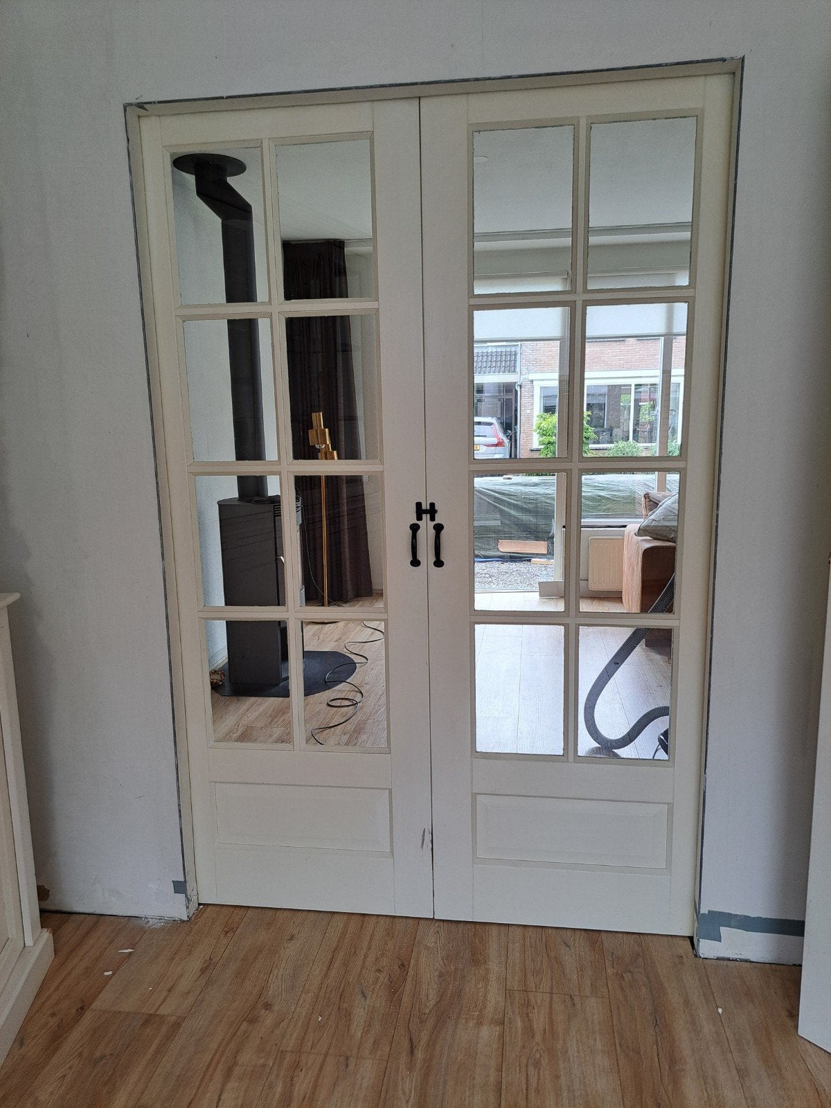 Set van 2 glazen schuifdeuren 211,5x73 cm, Gebruikt, Binnendeur, 200 tot 215 cm, Glas