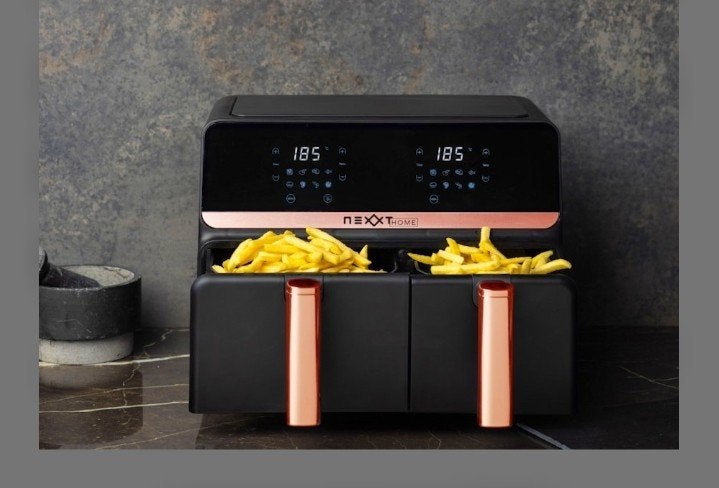 Nexxthome Airfryer XXL met dubbele manden - Zwart/Koper, Witgoed en Apparatuur, Airfryers, Ophalen, Zo goed als nieuw, Airfryer XXL