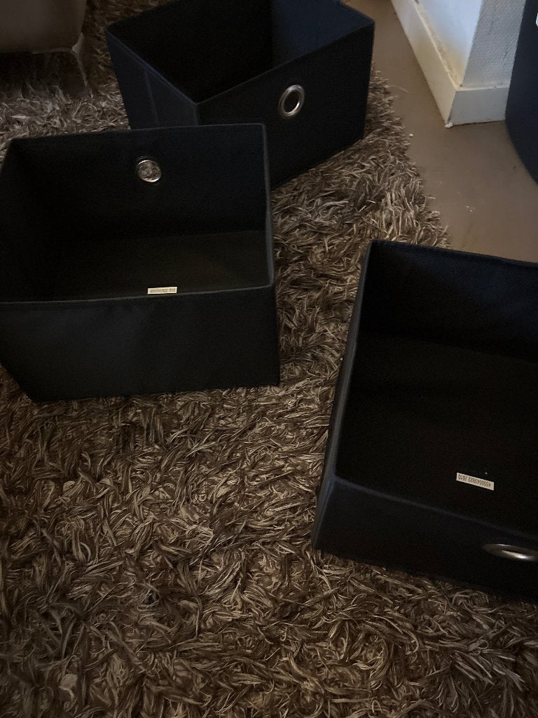 3 Opvouwbare Opbergboxen Zwart - 33x28x19 cm, Ophalen, Gebruikt, Overige materialen, Overige typen