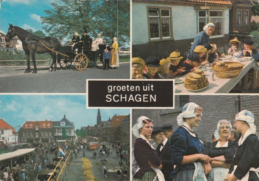 SCHAGEN Westfriese Markt Klederdracht Groeten, Verzenden, 1960 tot 1980, Gelopen, Noord-Holland