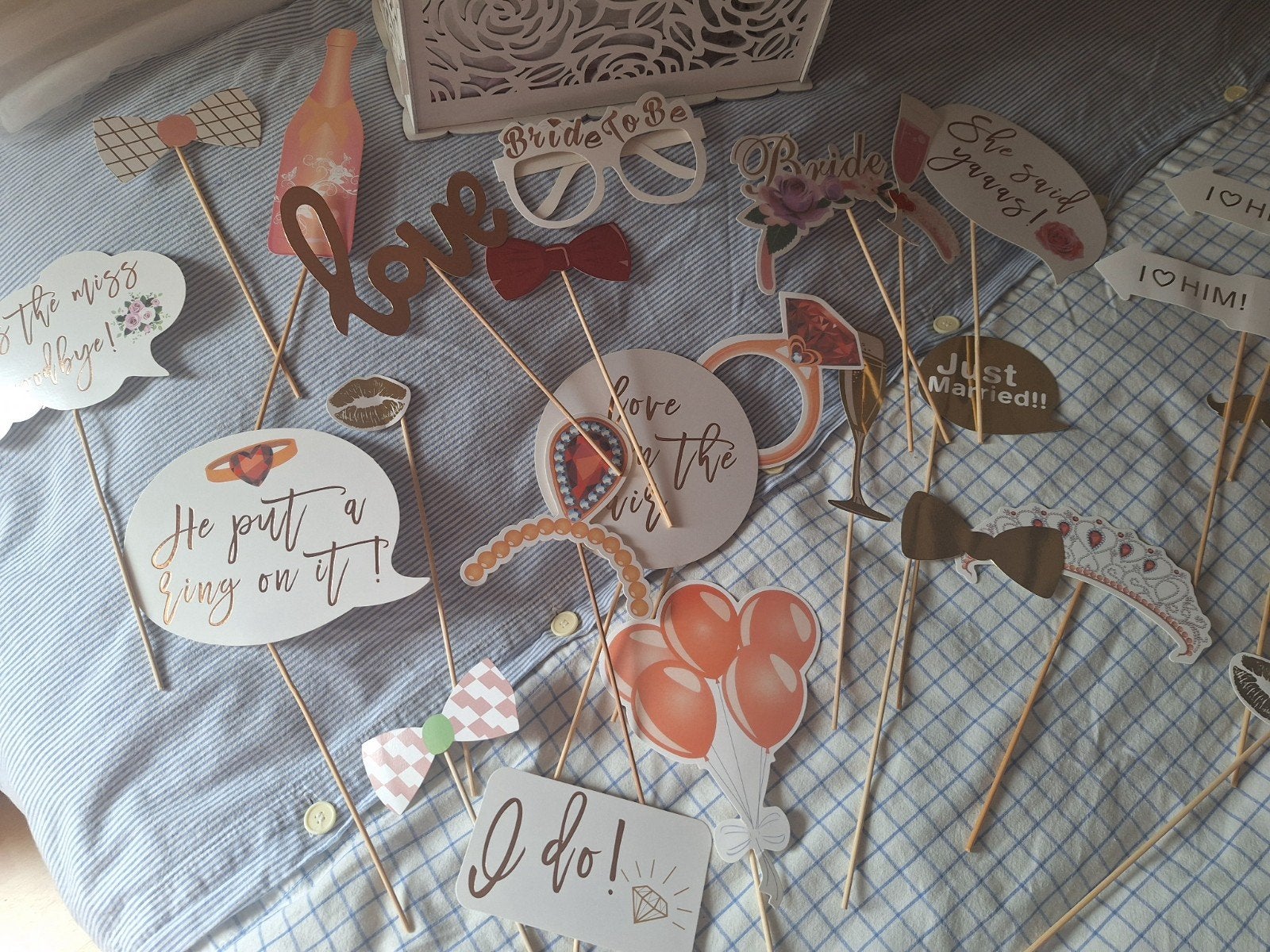 30+ Fotoprops voor huwelijk/bruiloft of feestje, Ophalen of Verzenden, Zo goed als nieuw, Feestartikel, Geboorte of Huwelijk