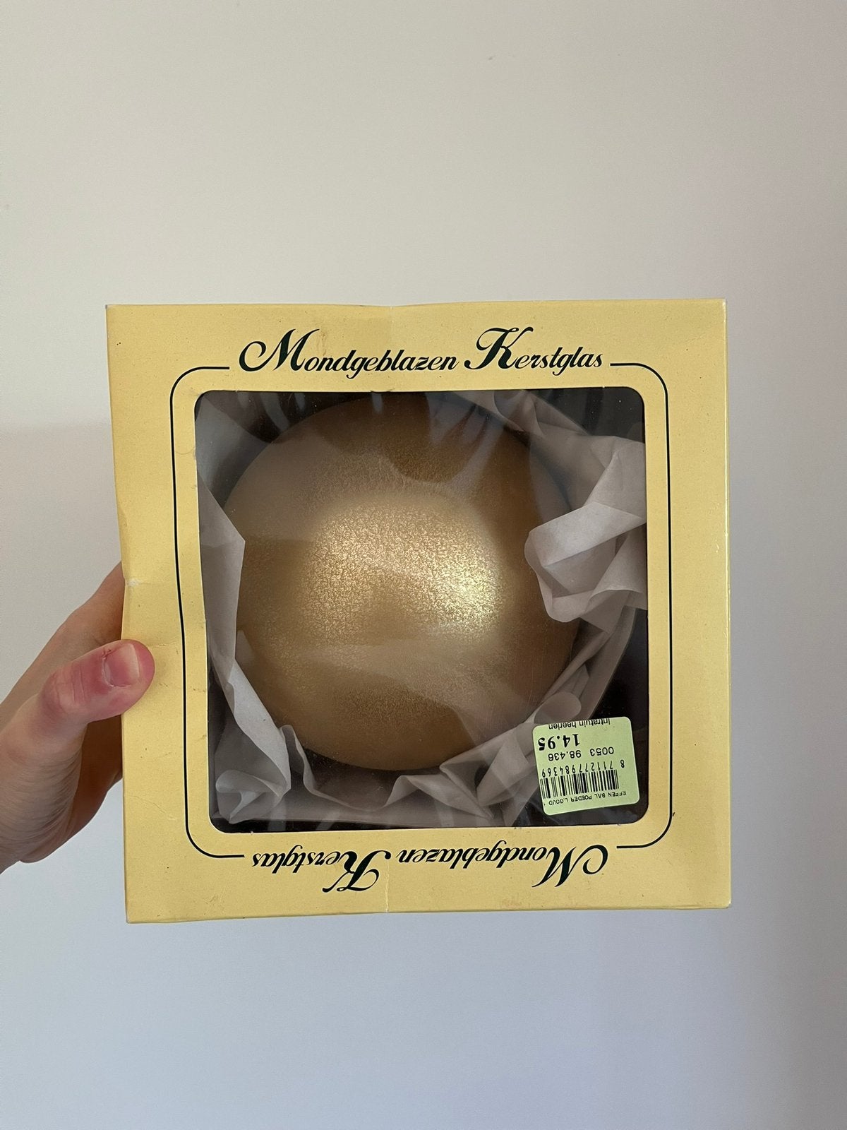 Mondgeblazen grote gouden kerstbal glas Intratuin, nieuw!, Diversen, Ophalen of Verzenden