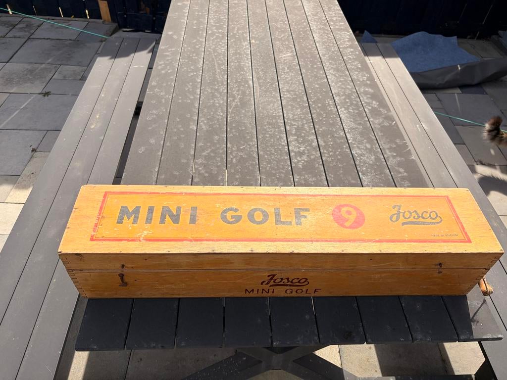 Vintage Josco Mini Golf Spel in Houten Kist, Ophalen of Verzenden, Gebruikt
