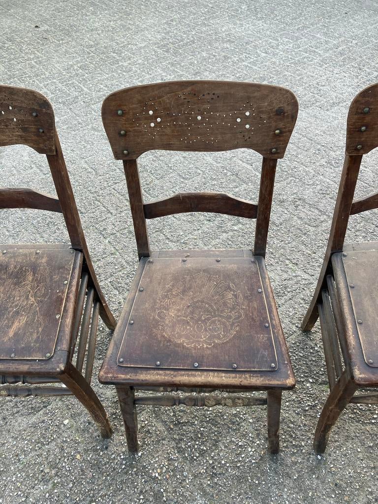 Antieke belgische cafestoeltjes, 7 stuks, Antiek en Kunst, Ophalen