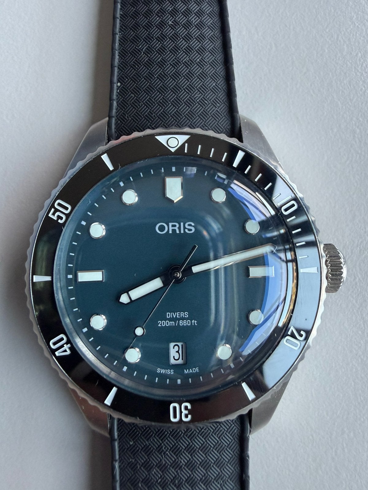 Oris diver date 39mm, Overige merken, Staal, Staal, Polshorloge
