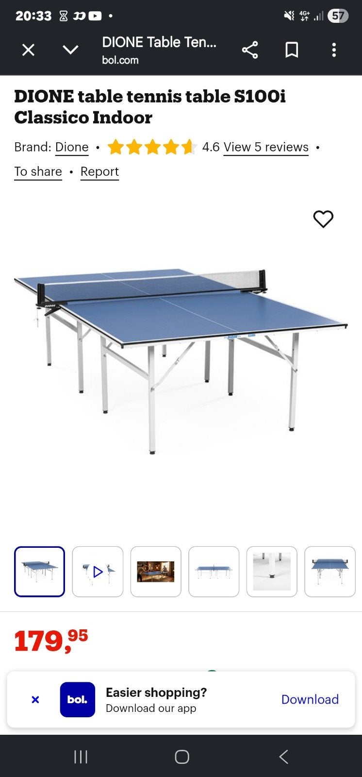 DIONE Tafeltennistafel S100i Classico Indoor - Nieuw, Ophalen of Verzenden, Nieuw, Tafel Indoor