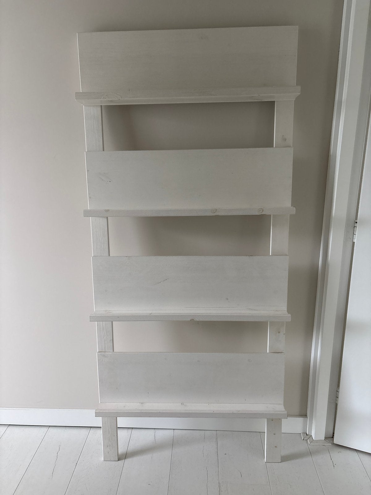 Witte wandplank/boekenrek met 4 opzetplanken - 80x178 cm, Ophalen, Met plank(en), Gebruikt, 50 tot 100 cm