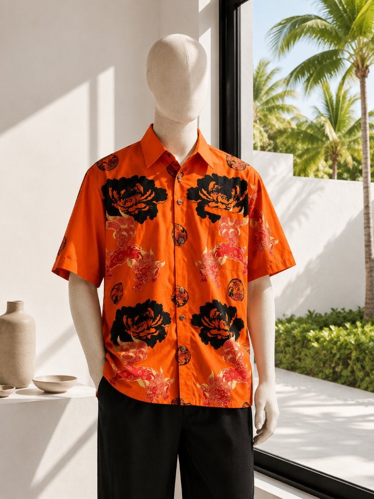 Vintage Original Thailand Dragon Shirt – Made in Thailand, Verzenden, Nieuw, Rood, STEP