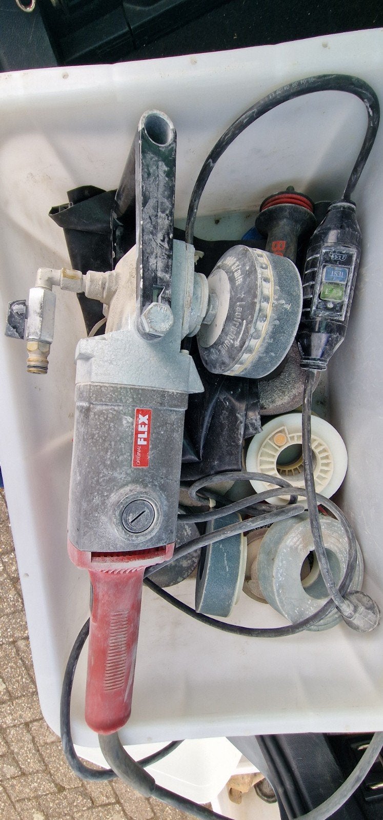 Flex haakse slijper met wateraansluiting en toebehoren, Ophalen, Gebruikt, 1200 watt of meer, Overige typen