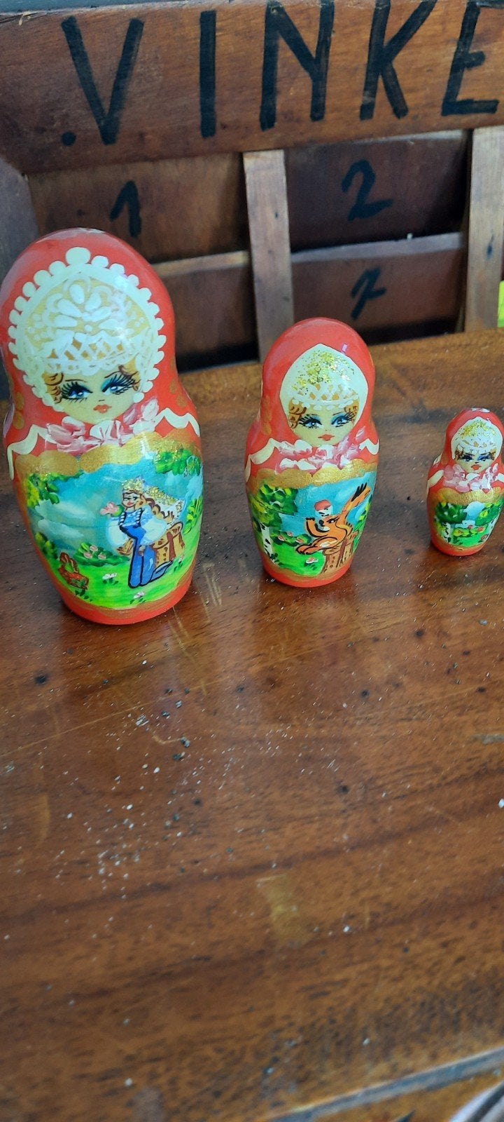 Set van 5 Russische Matroesjka poppen - Handgeschilderd, Antiek en Kunst, Ophalen of Verzenden