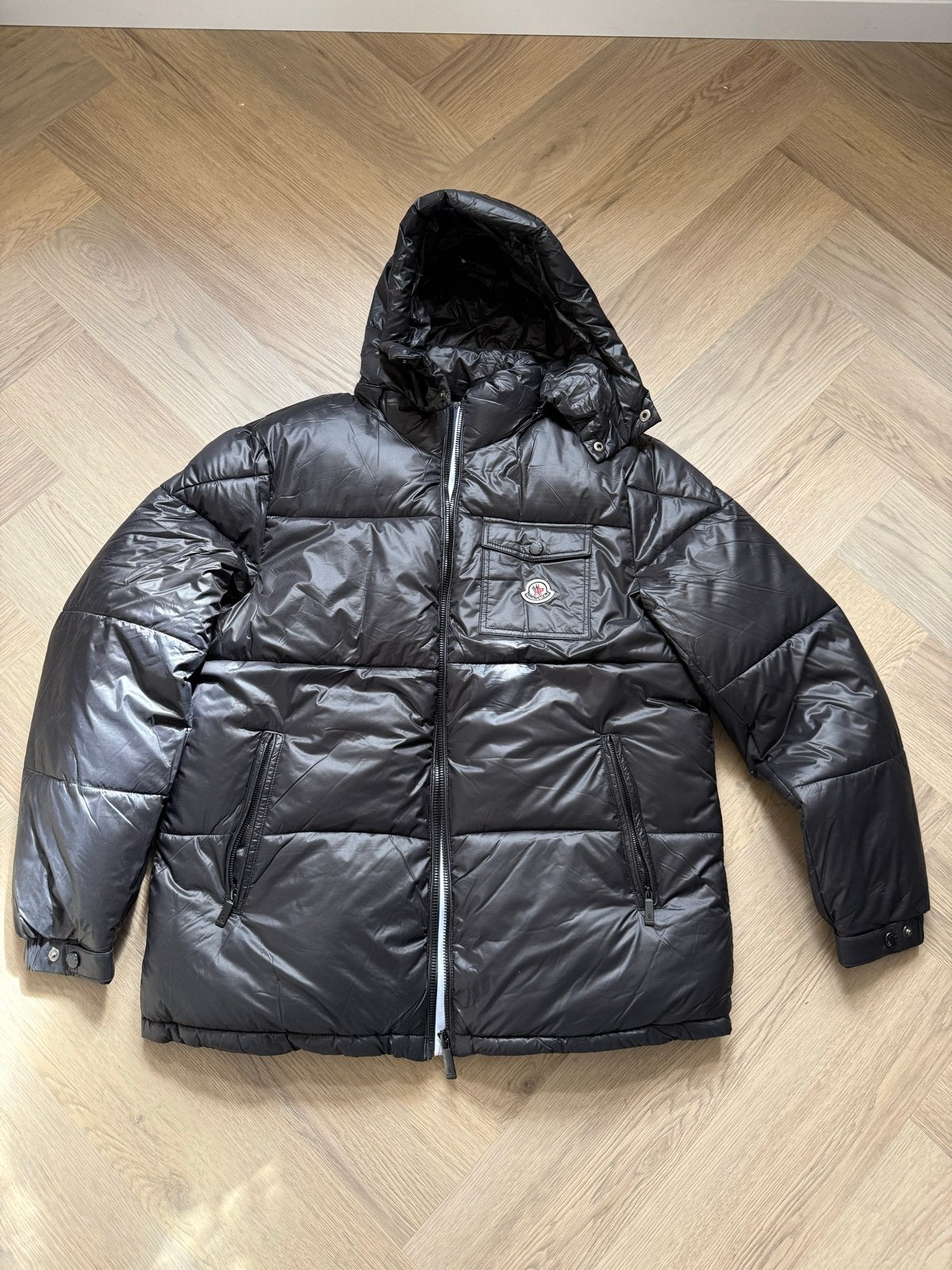 Moncler Jas - Zwarte Puffer Jacket, Ophalen of Verzenden, Zo goed als nieuw, Overige maten, Zwart