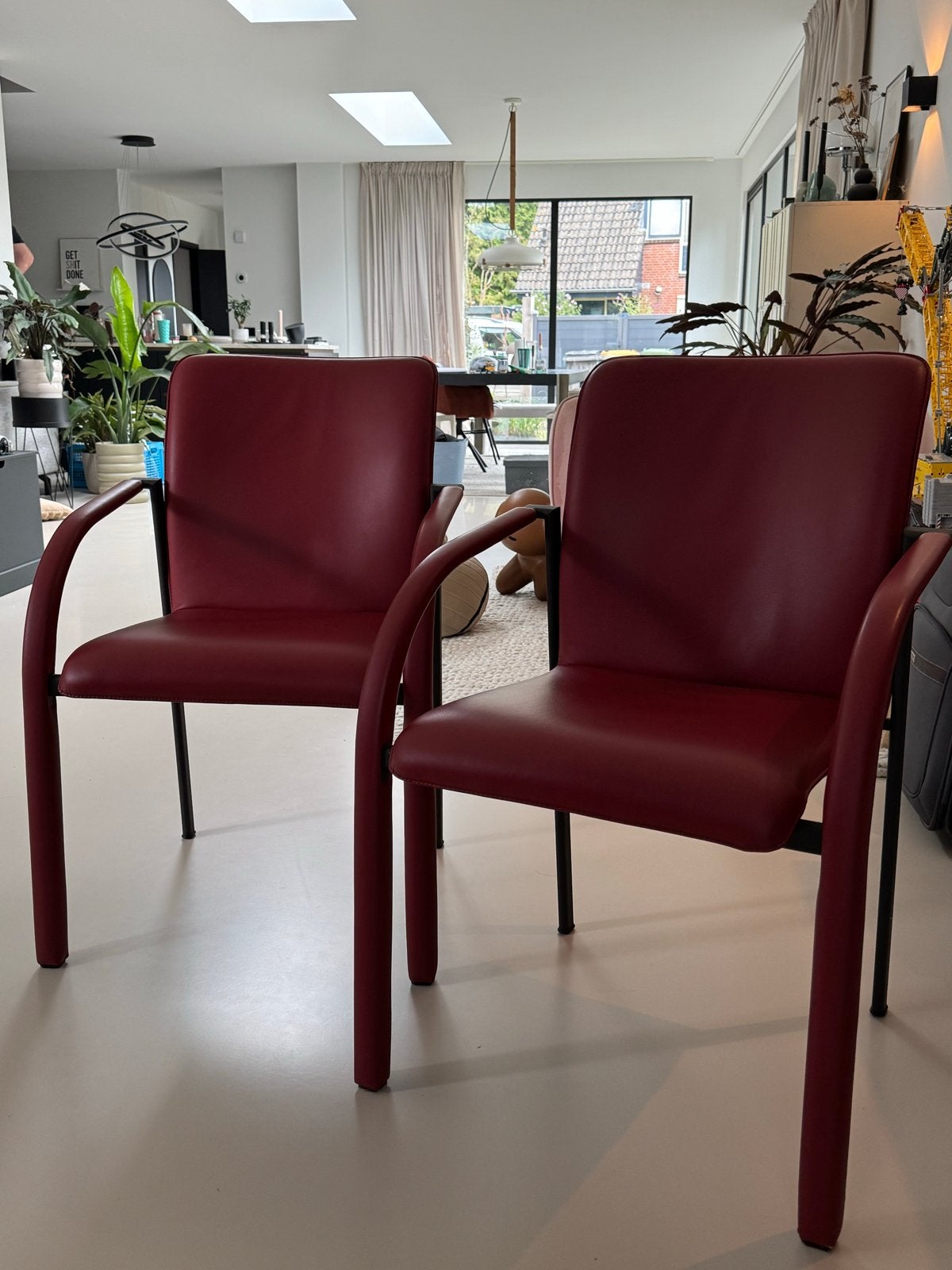 Twee Leolux stoelen - Rood leer, Ophalen, Gebruikt, Twee, Leer