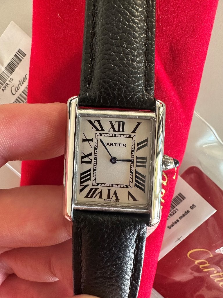 Cartier Tank medium unisex, Overige merken, Leer, Staal, Verzenden