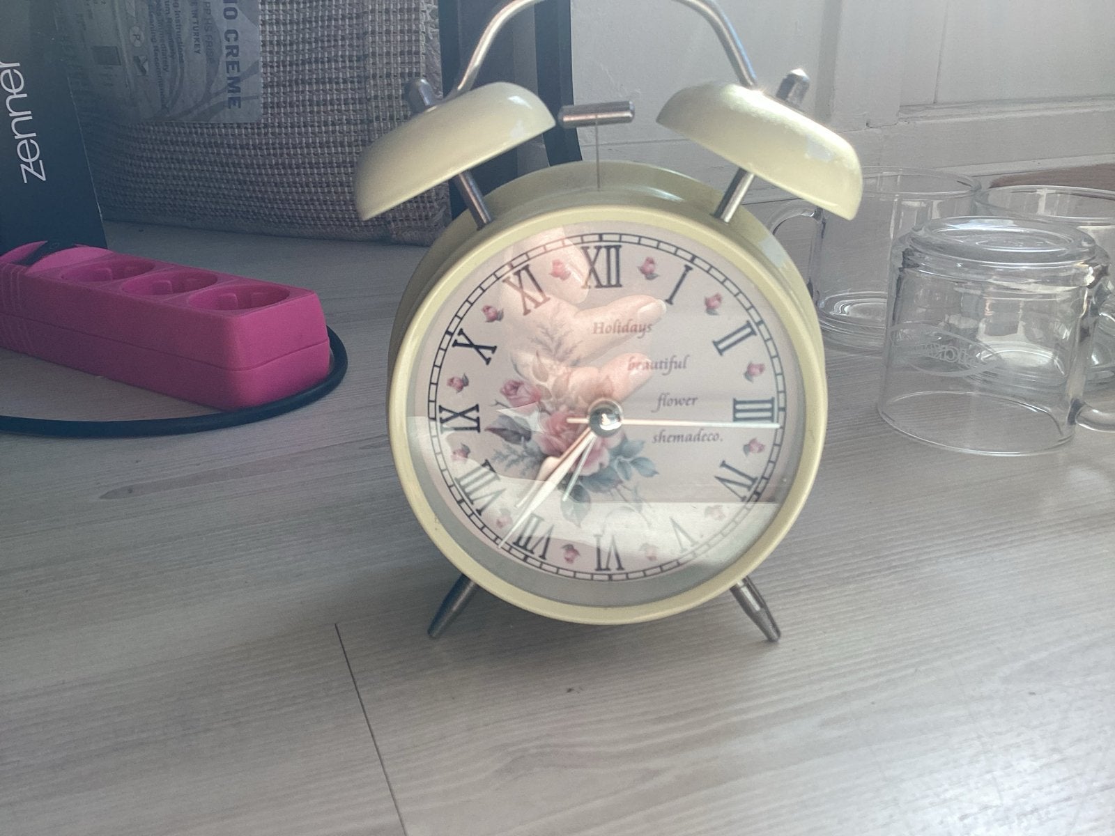 Leuke vintage wekker met bloemenprint, Ophalen of Verzenden, Nieuw