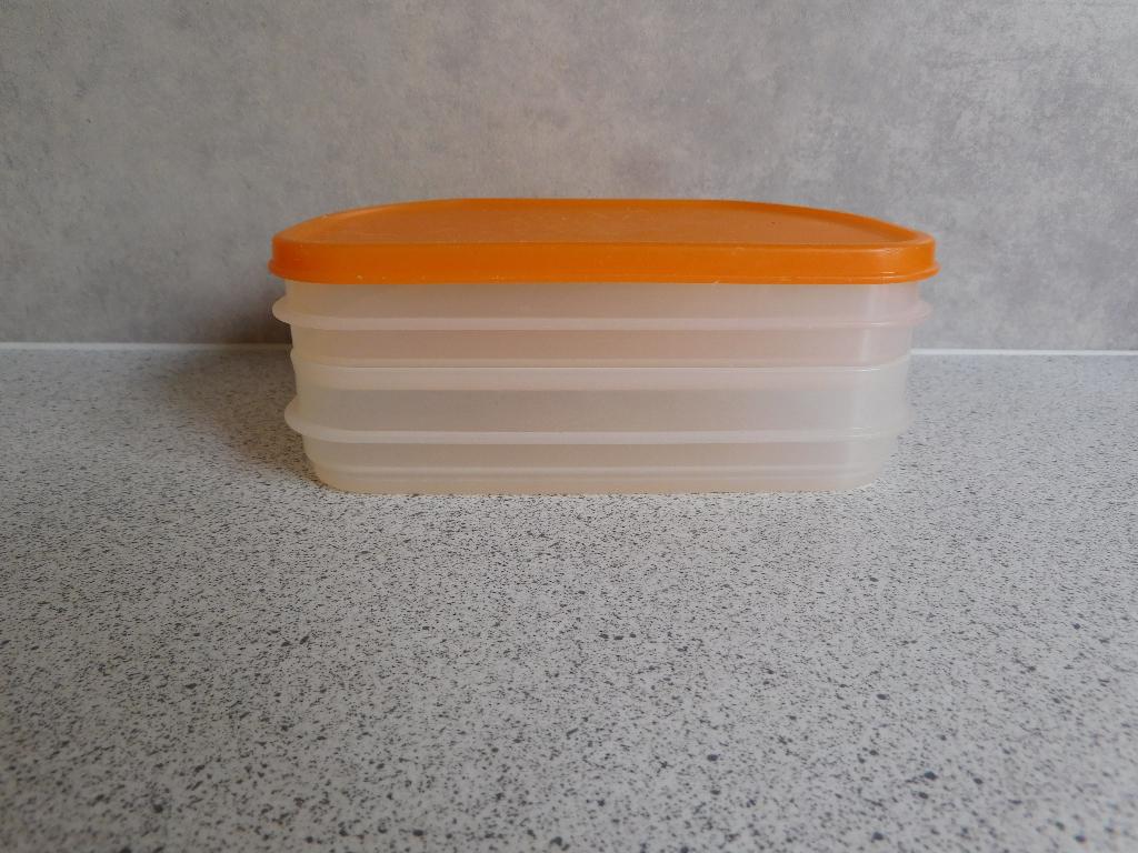 Tupperware Combismart Half Laag 3 delig Oranje, Huis en Inrichting, Keuken | Tupperware, Ophalen of Verzenden, Zo goed als nieuw