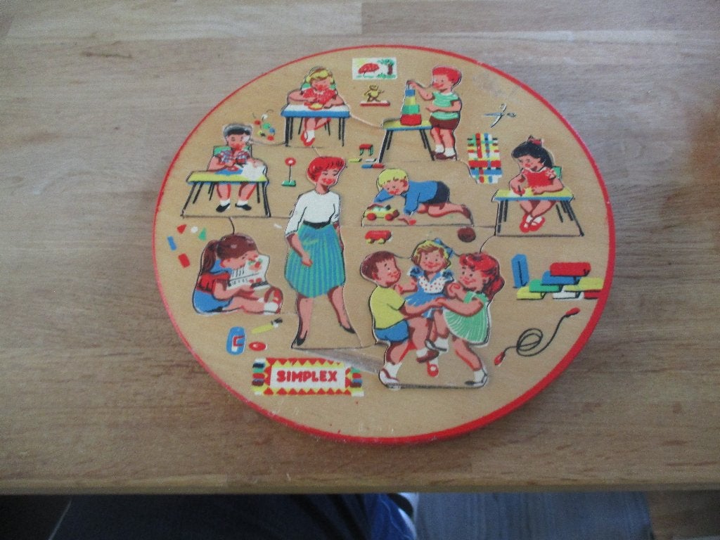 VINTAGE SIMPLEX PUZZEL SPEELGOED, 2 tot 4 jaar, Gebruikt, Ophalen of Verzenden, Van hout