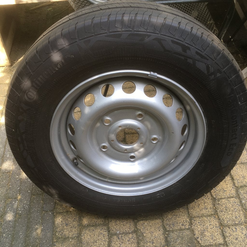 205-75-16 BAND+VELG   CONTI VAN CONTACT ECO FORD COSTUM, Ophalen, Bestelwagen, 16 inch, Banden en Velgen