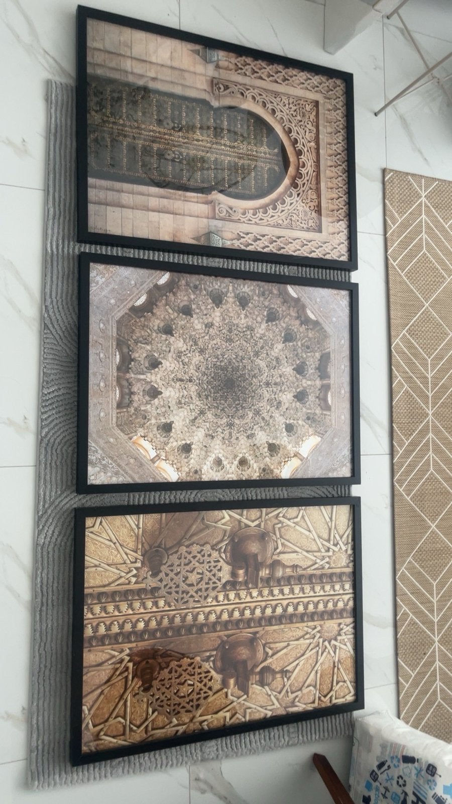 Set van 3 Artiqes Schilderijen - Nieuwstaat, Ophalen of Verzenden, Ingelijst, Print, Hout