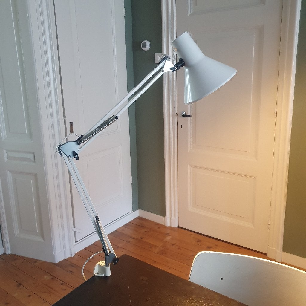 Vintage Witte Architectenlamp uit de jaren ’60-’70, Bureaulamp, Gebruikt, Vintage, Wit