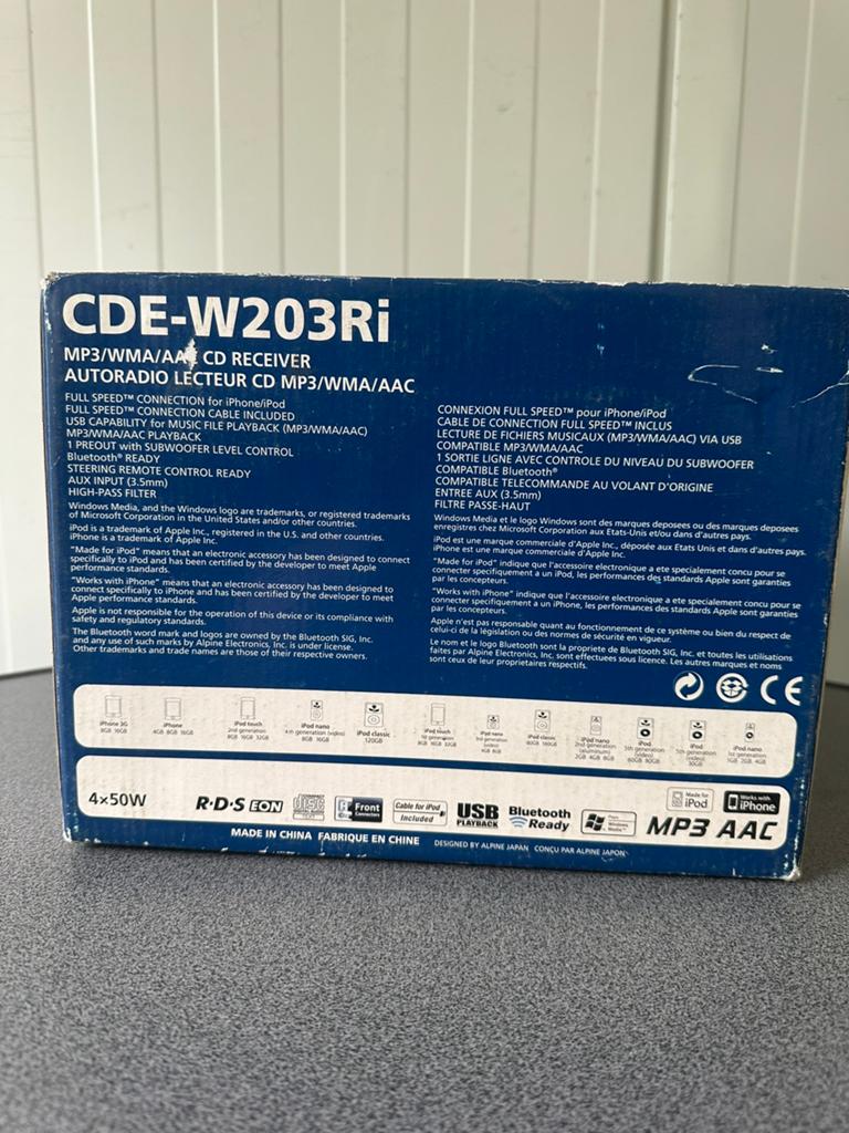 Alpine CDE-W203Ri Black 200 W - 2-DIN met cd auto radio, Auto diversen, Autoradio's, Ophalen of Verzenden, Nieuw