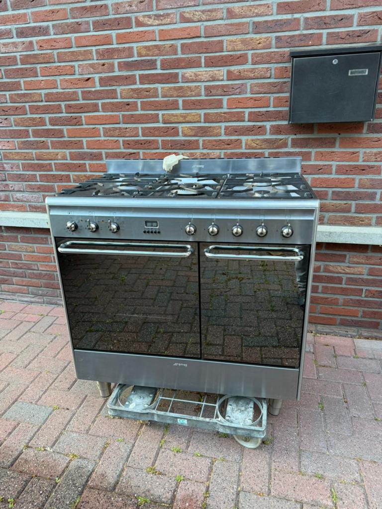Smeg RVS dubbele oven, Witgoed en Apparatuur, Fornuizen, 60 cm of meer, Ophalen of Verzenden, Gas, Vrijstaand