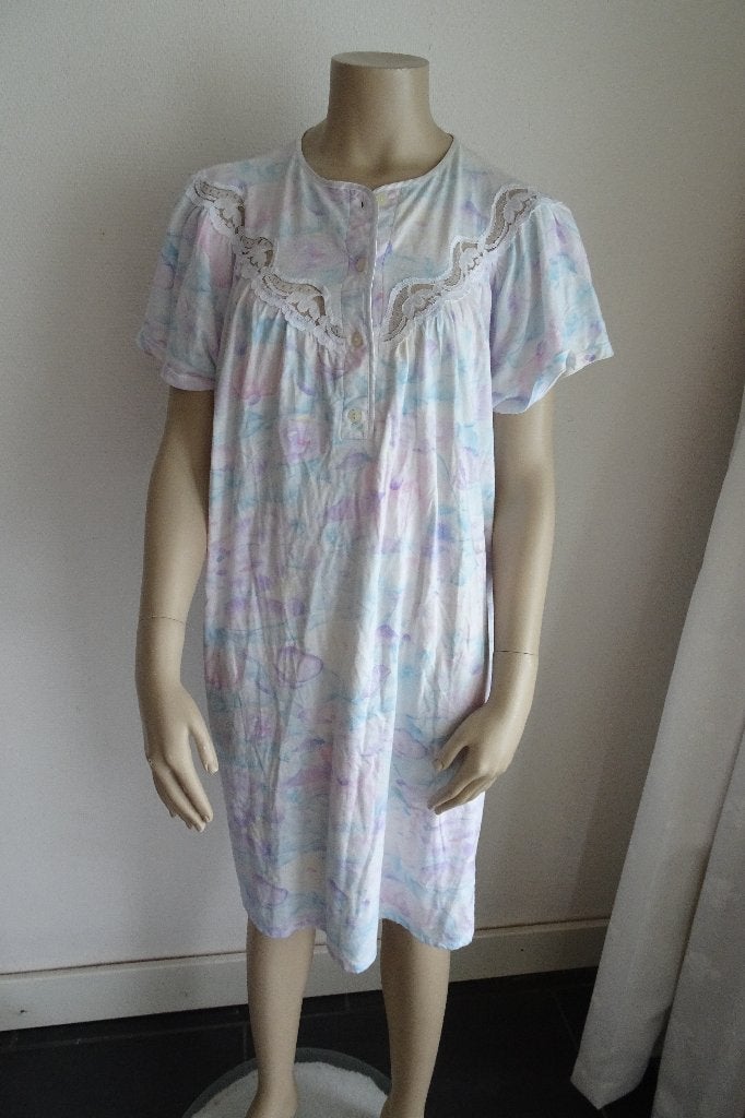 Vintage Nachtjapon met Kant - Maat L/XL, Hunkemöller, Ophalen, Gedragen, Maat 46/48 (XL) of groter