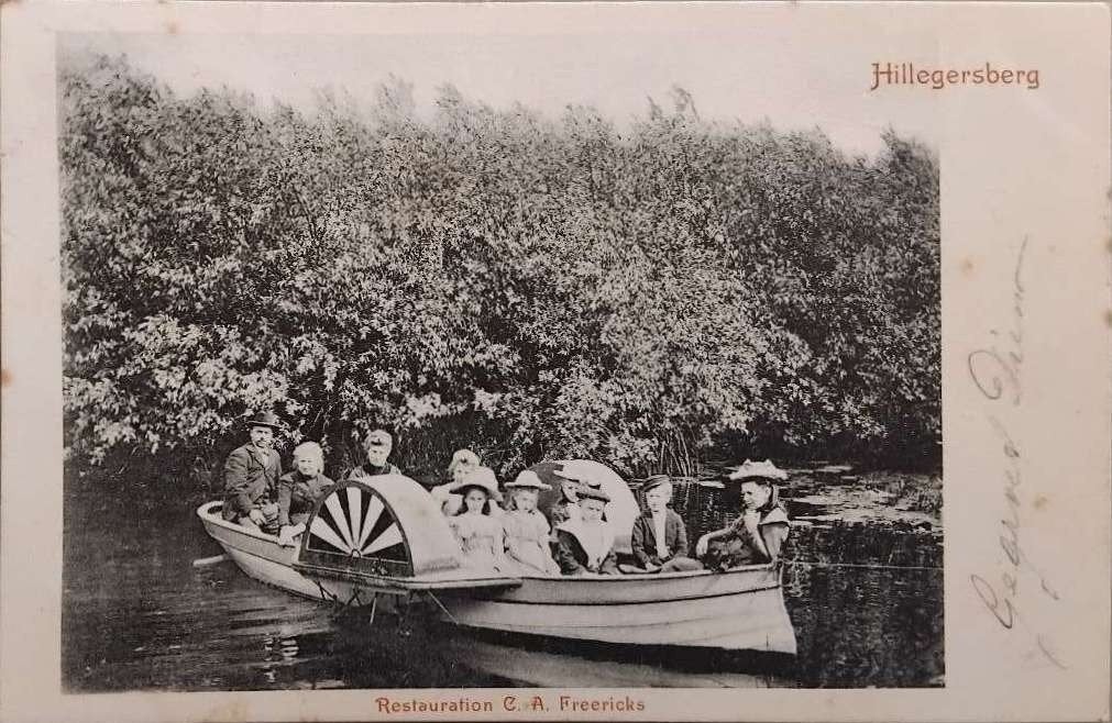 Raderboot Restaurant Freericks Hillegersberg (ca. 1902), Ophalen of Verzenden, Voor 1920, Gelopen, Zuid-Holland