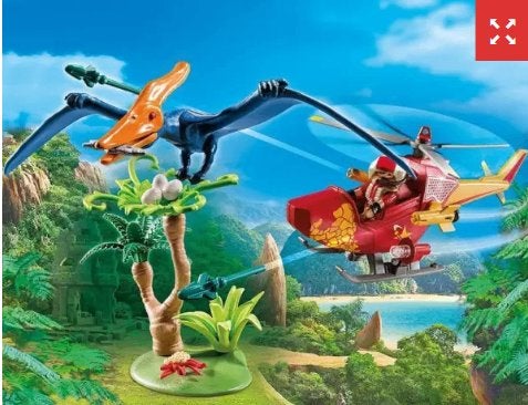 Playmobil The Explorers 9430 Helikopter met Pterodactylus, Gebruikt, Complete set, Voertuig, Ophalen of Verzenden